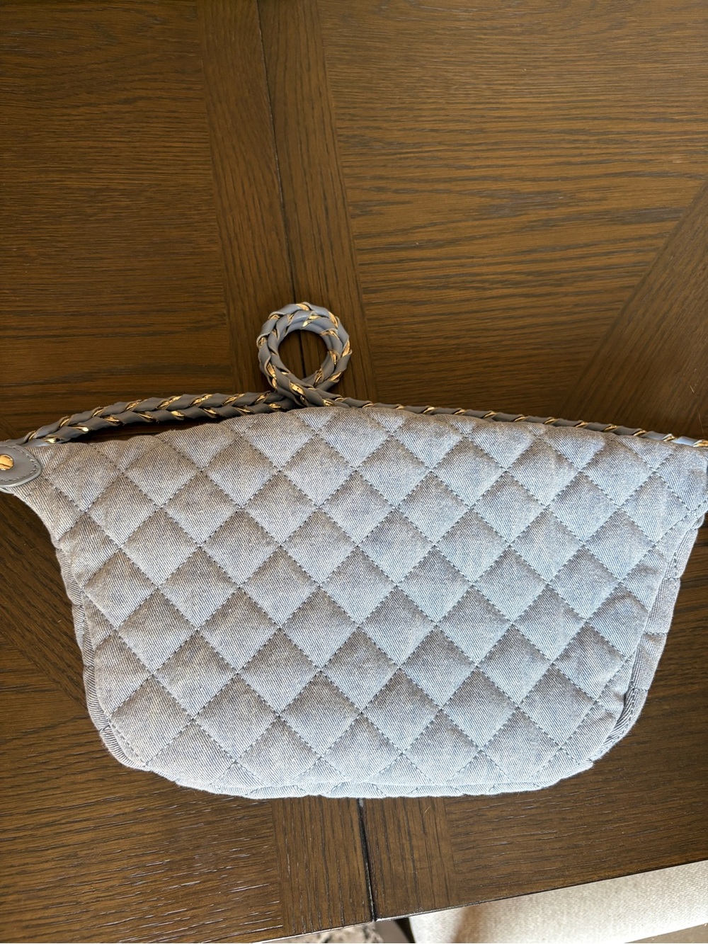 MZ Wallace Quilted Light Blue Crossbody Belt Bag with Gold Hardware - Picture 4 of 11
